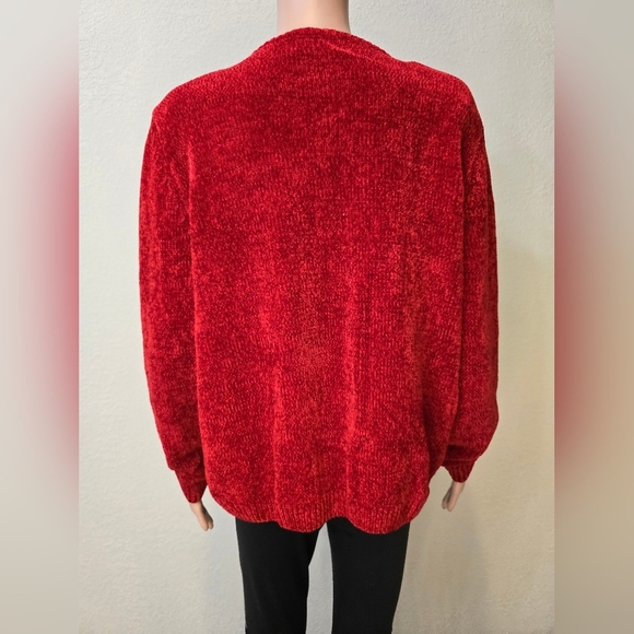 Alfred Dunner Womens Xl  Grandma Sweater Red  Full Zipper - Picture 3 of 9